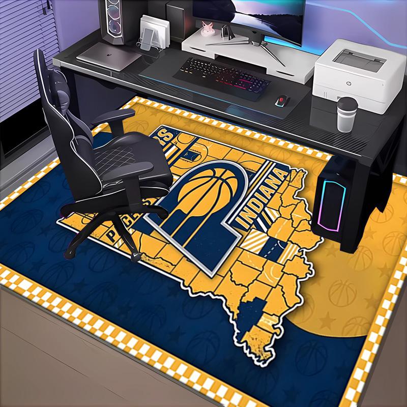 Pacers Basketball Team Rug Office Carpet Non-Slip Mat, Chair Rug Floor Covering for Gaming, Bedroom, Living Room , Home Decor Christmas Gift