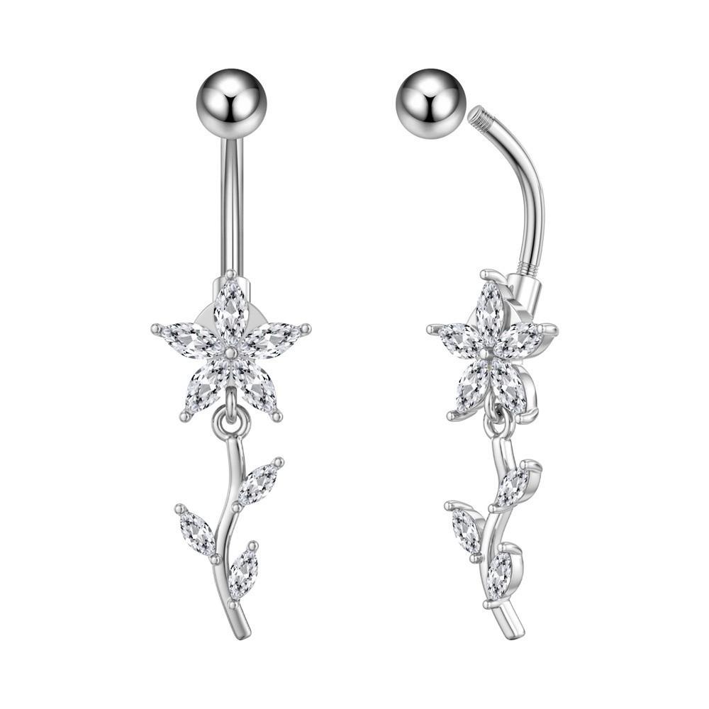 Elegant Belly Navel Stud Stainless Steel Navel Button Butterfly Chain Navel Ring Seaside