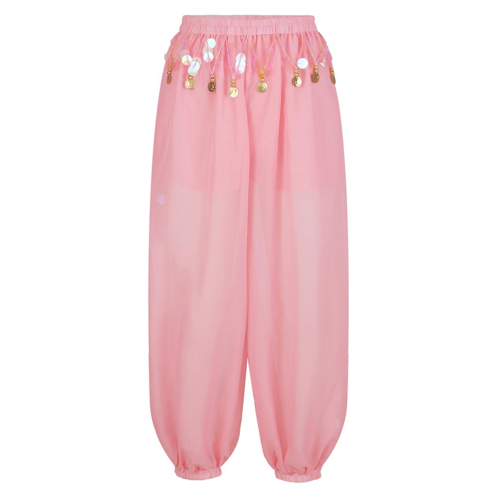 Dámské břišní tance šifon mince Lucerna kalhoty Lesklé boční harémové kalhoty Halloween ozdobné kalhoty