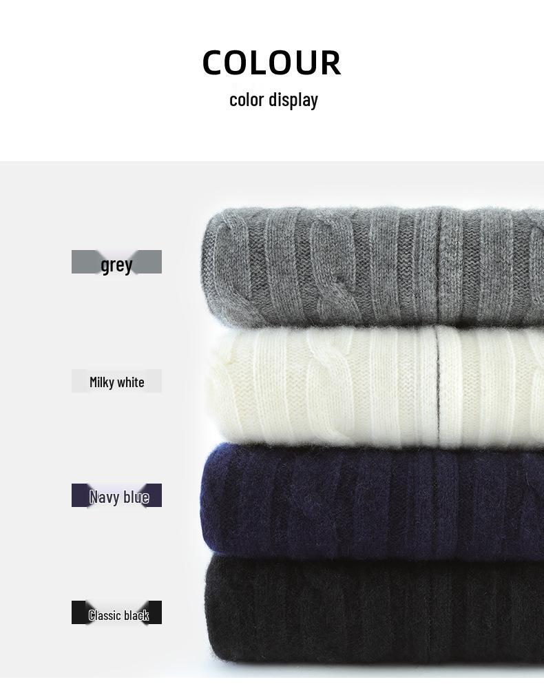 Women's High-Neck Zipper Cardigan: Warm Cashmere Wool Knitwear, Thick Cable Knit Sweater Coat for Autumn & Winter.