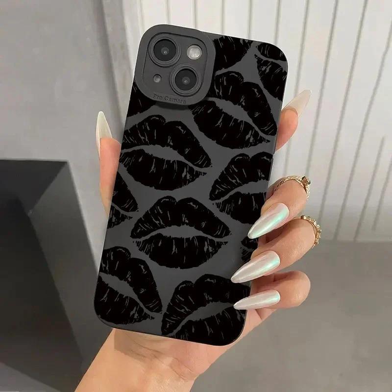 Luxury Fashion Lip Print Phone Case for iPhone 16 15 14 13 12 Pro Max 11 14 Plus 8 7 Plus SE 2020 SE2022 Casing Shockproof Bumper Fundas