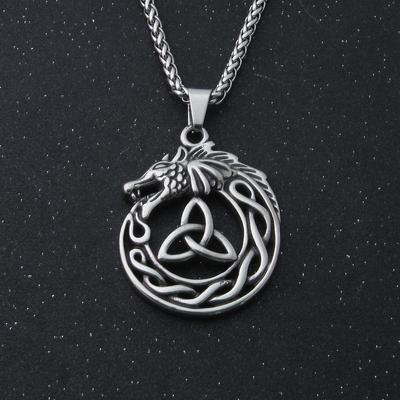 New Stainless Steel Pendant Nordic Celtic Knot Animal Viking and Wolf Pendant for Men  Amulet Jewelry