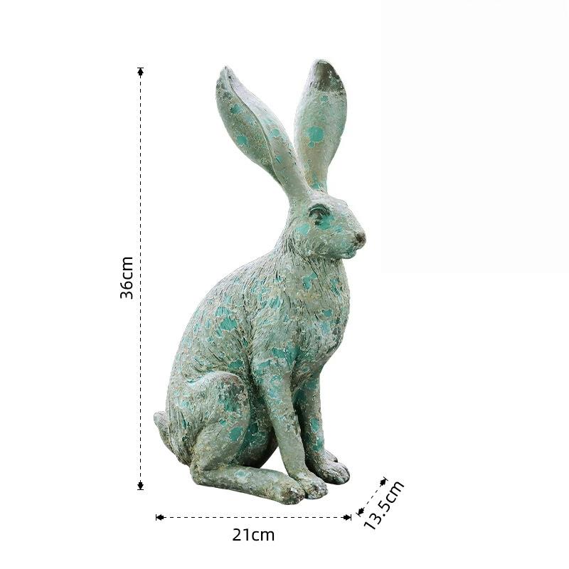 Frost Resistant Vintage Rabbit Sculpture Macaron Pastel Resin Statue Indoor Outdoor Garden Decor Ornament