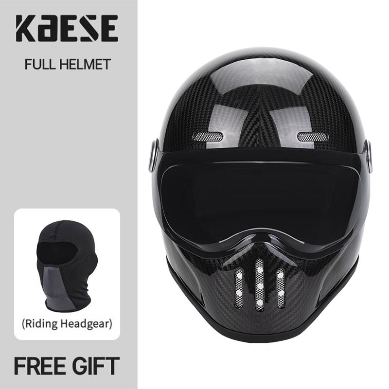 New Fashion Retro Motorcycle Helmets Fiberglass Shell Vintage Cafe Racer Fiber Glass Full Helmet for Motocross Scooter