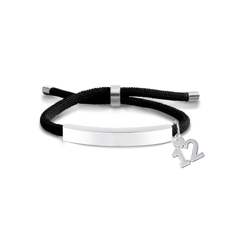 Multi-color Engravable Stainless Steel Bracelet with Number 16 Charm