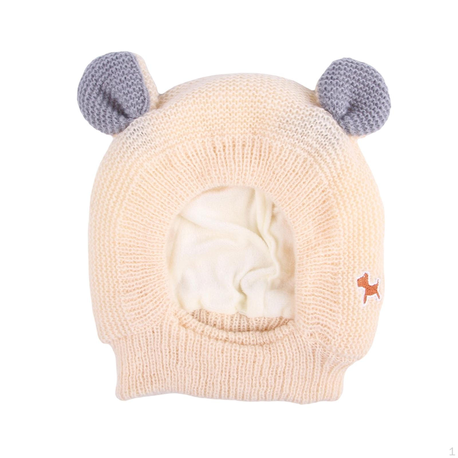 

Cat Costume Hat Earmuffs Soft Washable Funny Warm Pet Knit for Small Medium Large Cats бежевий