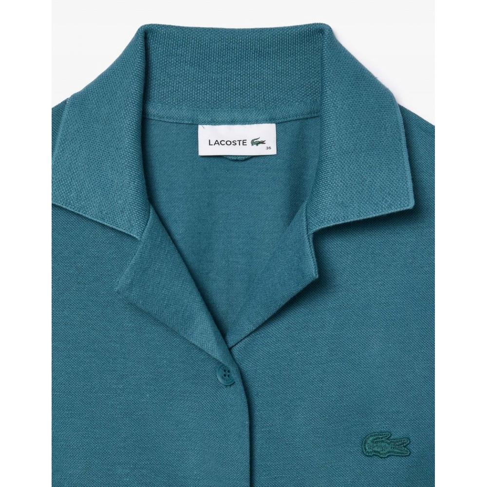 Lacoste Women S Linen Blend Open Collar Shirt dreSS Ef7765 54g Iy4