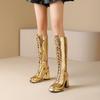 Q/Damen-Stiefel mit hohen Absätzen, Herbst und Winter, neue Mode, dicker Absatz, übergroße, vielseitige Ritterstiefel