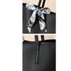 Fashionable Large Capacity Tote Bag with Lychee Pattern and Scarf Decoration - Solid Color Women's Shoulder Bag, 2024 Edition