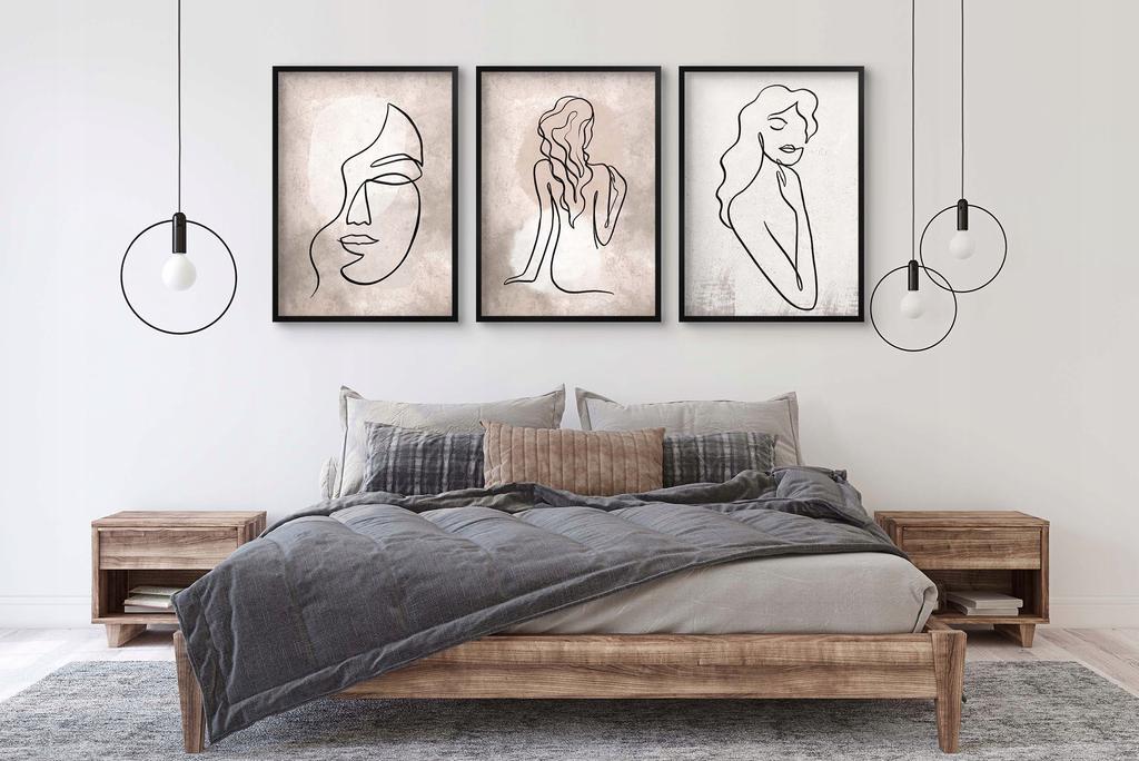 Wall Paintings Posters In Black Frame Set for Bedroom Abstraction