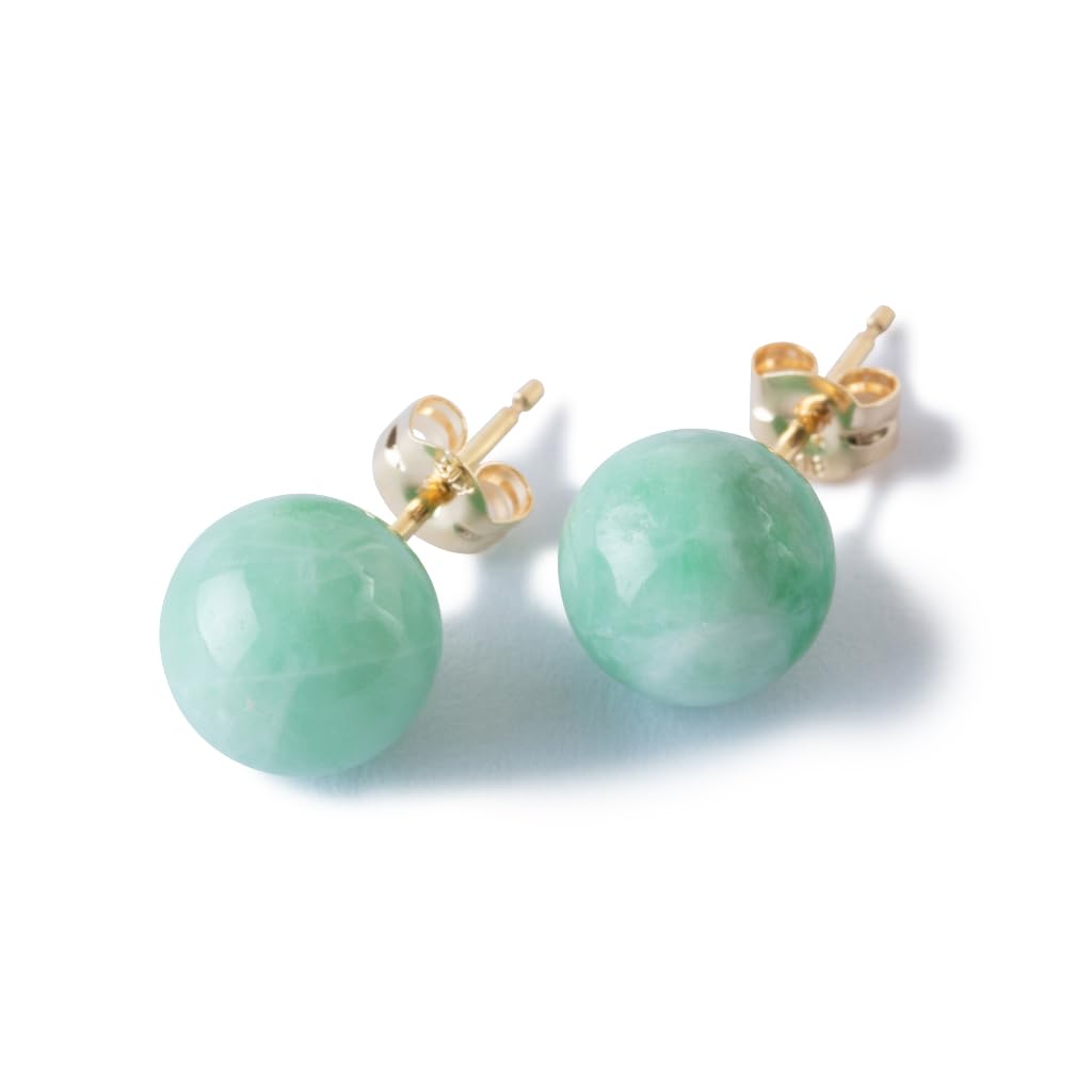 

8mm Itoigawa Natural Jadeite 18K Gold Japanese National Jomon Power Stone Jadeite Workshop Guarantee APS0126 Beads, Earrings, Stone, [Itoigawa зелений