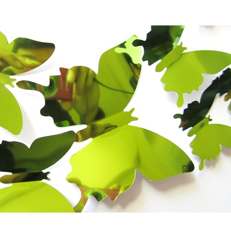 Samolepky 12ks/set Moderní 3D zrcadlový akrylový motýl Domácí dekorace DIY Art Stickers