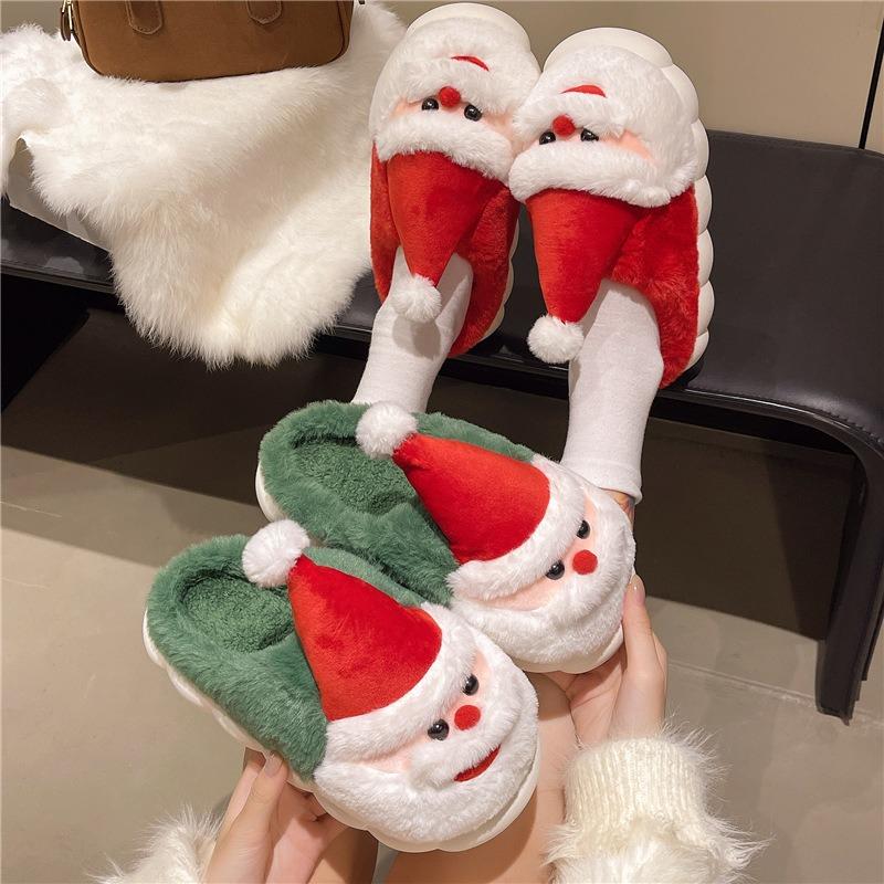 New creative Santa Claus cotton slippers autumn and winter home indoor couple slippers thick-soled fluffy cotton slippers