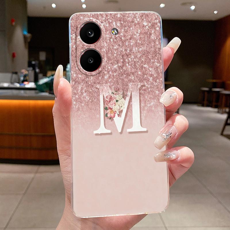 Couple Phone Case For Xiaomi Redmi Turbo 5 /Xiaomi Poco X8 Pro 5G Lucky Letter Flower Pattern Clear TPU Anti-scratch Soft Casing