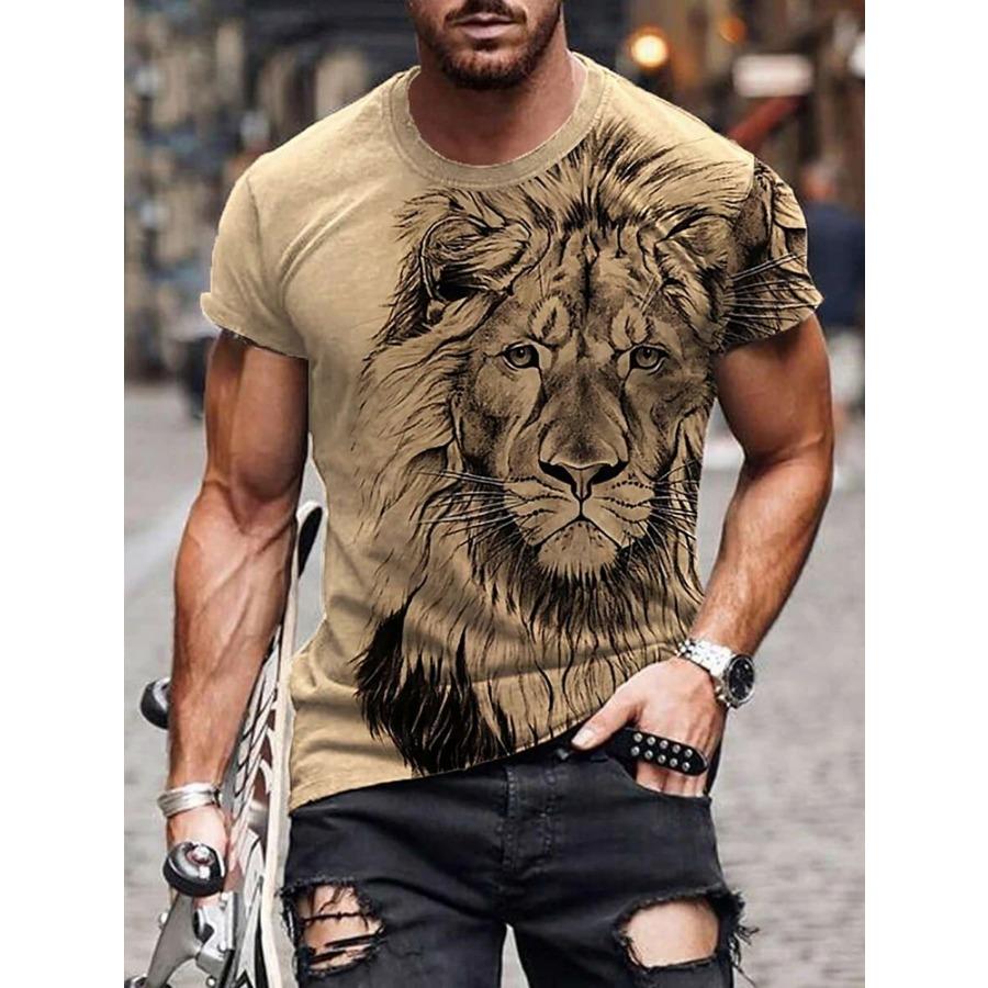 

Футболка мужская с принтом льва, летняя уличная мода, мужская футболка, повседневная, мужская футболка с короткими рукавами, удобная футболка для спорта на открытом воздухе S