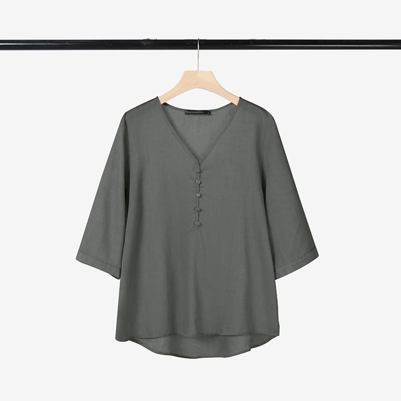 

ZANZEA Женская повседневная блузка с V-образным вырезом и коротким рукавом 3XL