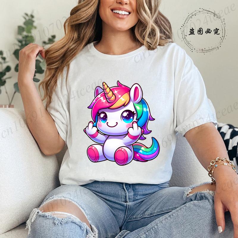 Funny Unicorn Women Summer T-Shirt First of All I'm A Delight Graphic T Shirt for Women Fashion Casual Sarcastic Tee Shirts Tops