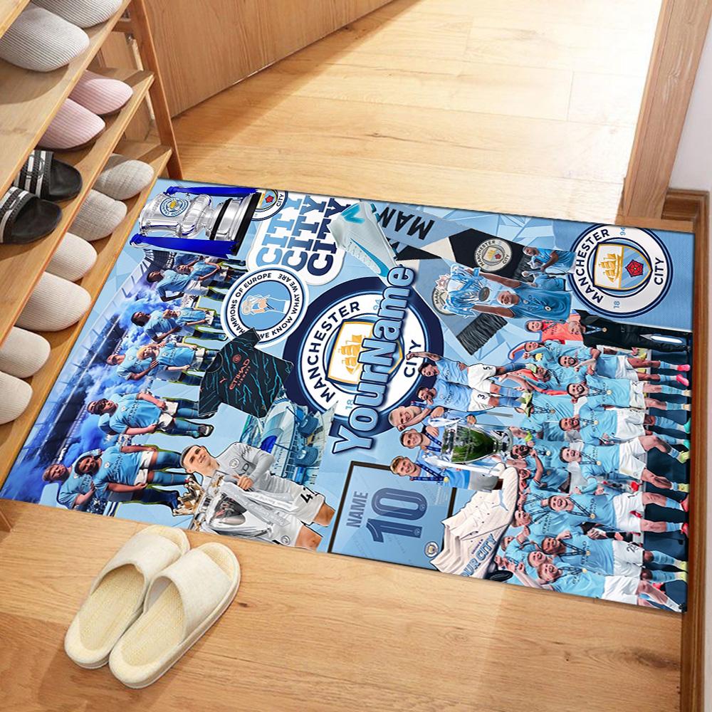 Manchester City Personalized Text Floor Rug Office Rug Design for Decorate room Living Rooms Kitchen Playrooms Anti-slip Rug Anime Office Decor