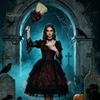 Party Atmosphere Decoration Halloween Witch Broom, Black Tulle Cosplay Costume, Gothic Spooky Home Decor Rose Skeleton Hand Broomstick for Party,