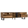 Television Stand Color Blocking TV Cabinet with Drawers Open Shelves Solid Console Wooden Legs Living Room Furniture Table