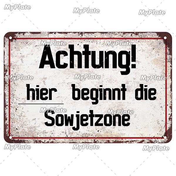 [MyPlate] German Vintage Vorsicsht Warning Metal Sign Plate Tin Sign Wall Decor For Bar Home Plaque Decoration Man Cave Poster
