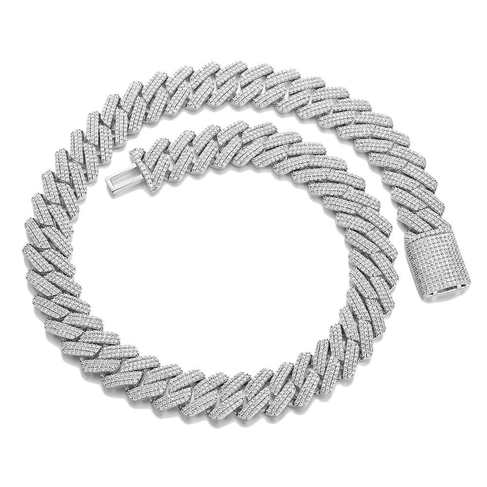 11MM rhombus Cuban chain necklace, sweet cool copper inlaid zircon bracelet, trend jewelry, copper inlaid with colored zircon. Bracelet 7inch (length about 18cm)