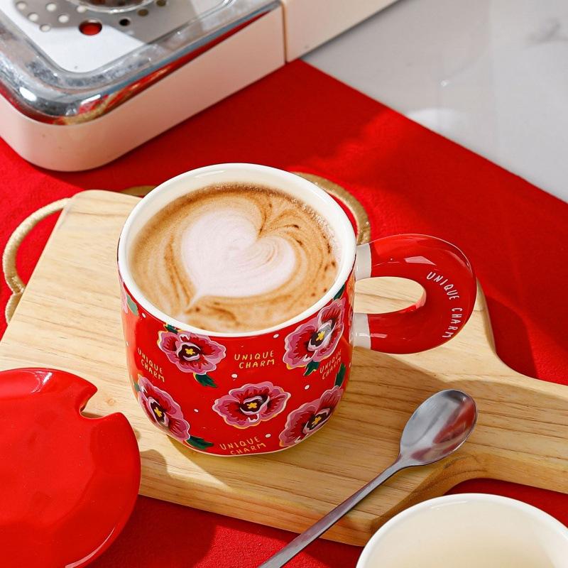 Creative Personalized Mug Souvenirs Northeast Large Flower Ceramic Cup Gifts Household Coffee Cup Couple Water Cup National Trend