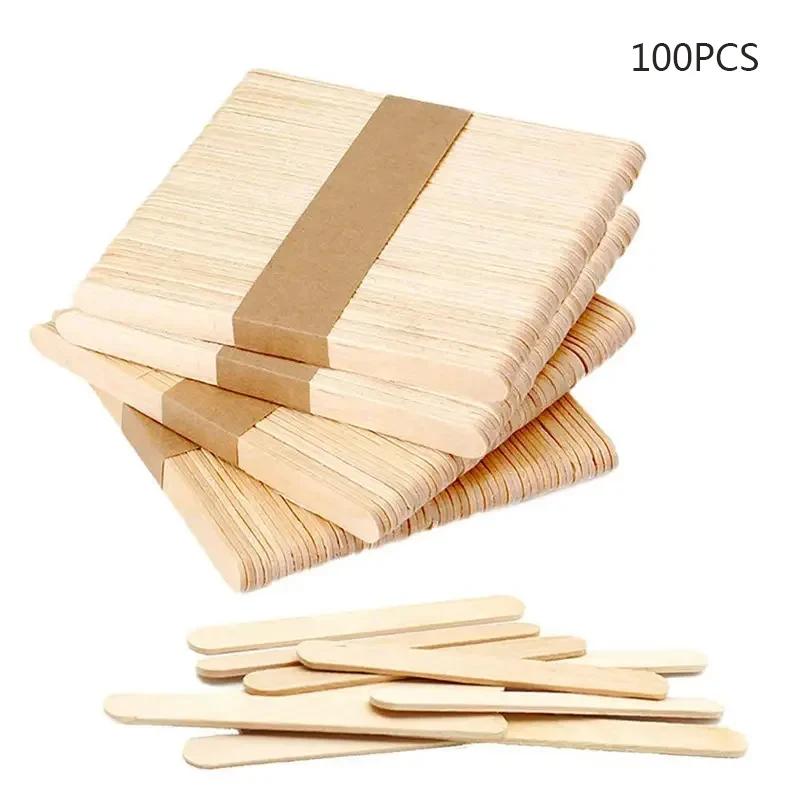 100/350PCS Cream Wooden Sticks for Ice Cream Bars New Summer Sales Mini Silicone Ice Cream Popsicle Mold Kitchen Accessories