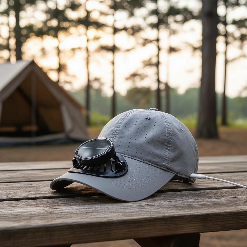 Lightweight Solar Powered Fan Baseball Cap 3 Adjustable Speeds Dual Power Supply For Outdoor Summer Hiking Camping