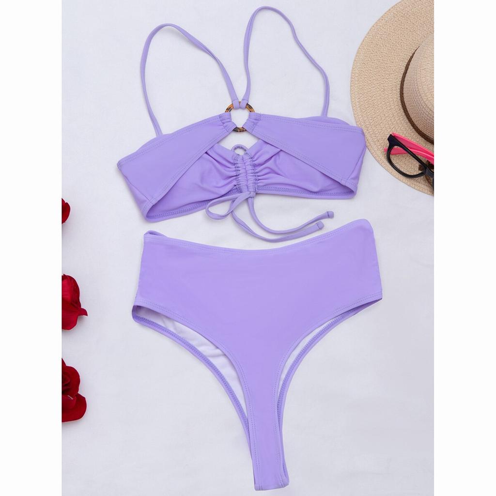 Seksowny komplet bikini typu bandeau push-up solidny kwiatowy nadruk strój kąpielowy damski strój kąpielowy Stroje kąpielowe z wysokim stanem Strój kąpielowy typu String Biquin