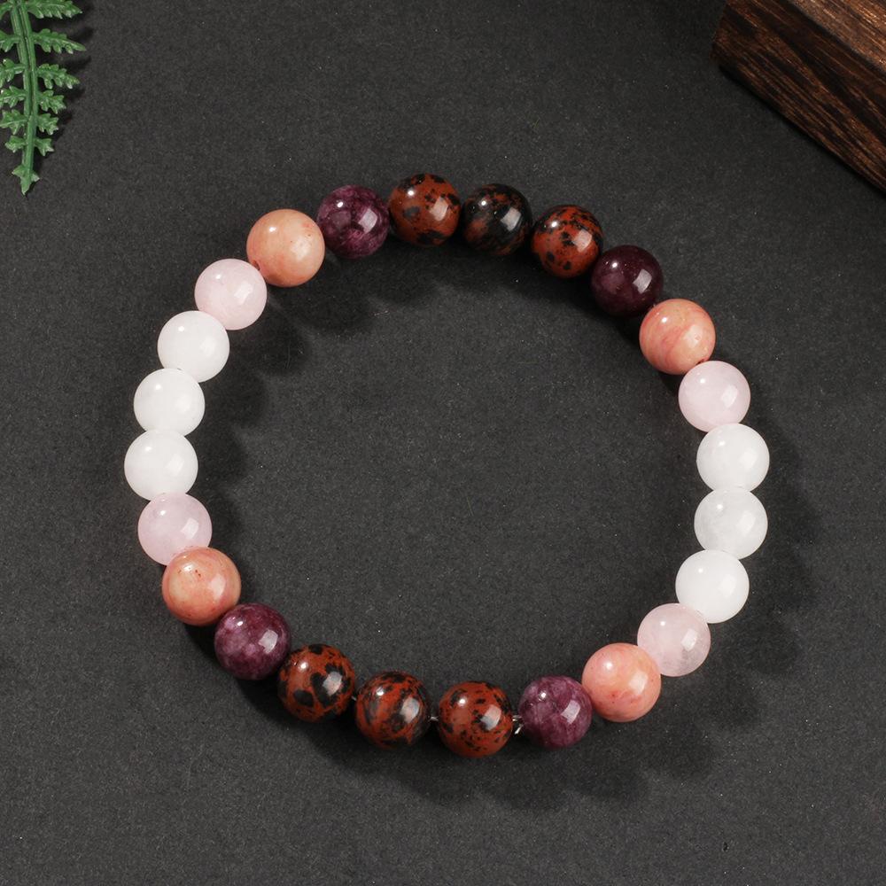 Festive Gifts Warm Pink And Red Tone Natural Stone Beaded Bracelet Fashion Jewelry For Unisex Daily Wear Stylish And Easy To Match Accessory