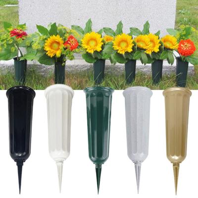 6 Stück Friedhofsvase Gedenk-Blumenvase Grabsteine Blumenhalter Grab Kegelvase mit Dorn für Blumenarrangement Gräber Grabsteine