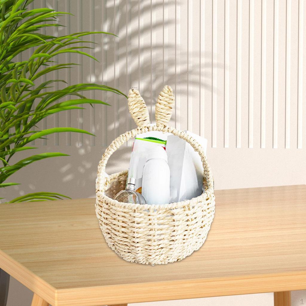 Hand Woven Basket DIY Flower Arrangement Festival Decoration Organizing Portable with Handles Party