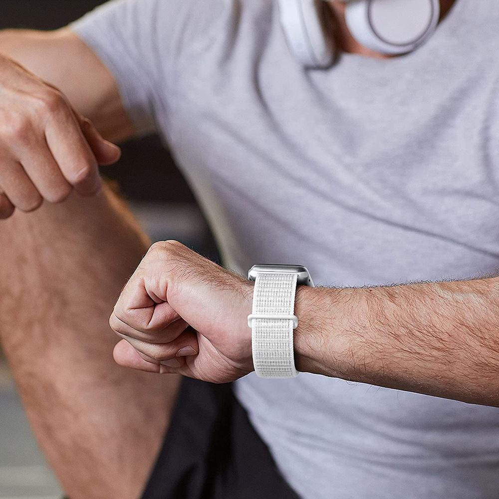 Pasek Alogy Nylon Strap Z Rzepem Do Apple Watch 1/2/3/4/5/6/7/8/Se/Ultra (42/44/45/49Mm) Biały