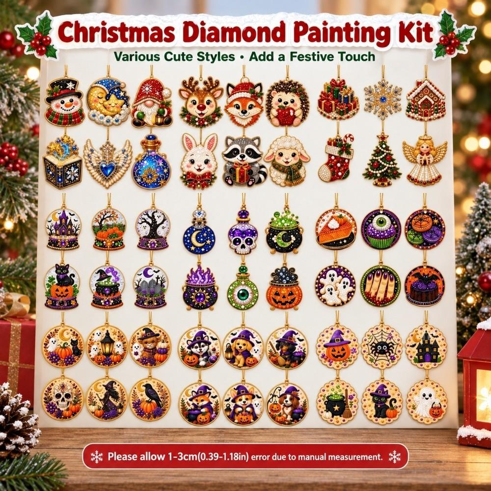 6 Stück/Set Metallkette Diamantmalerei-Set 3D Perlen Hängender Suncatcher Bastelartikel Weihnachtsdekoration