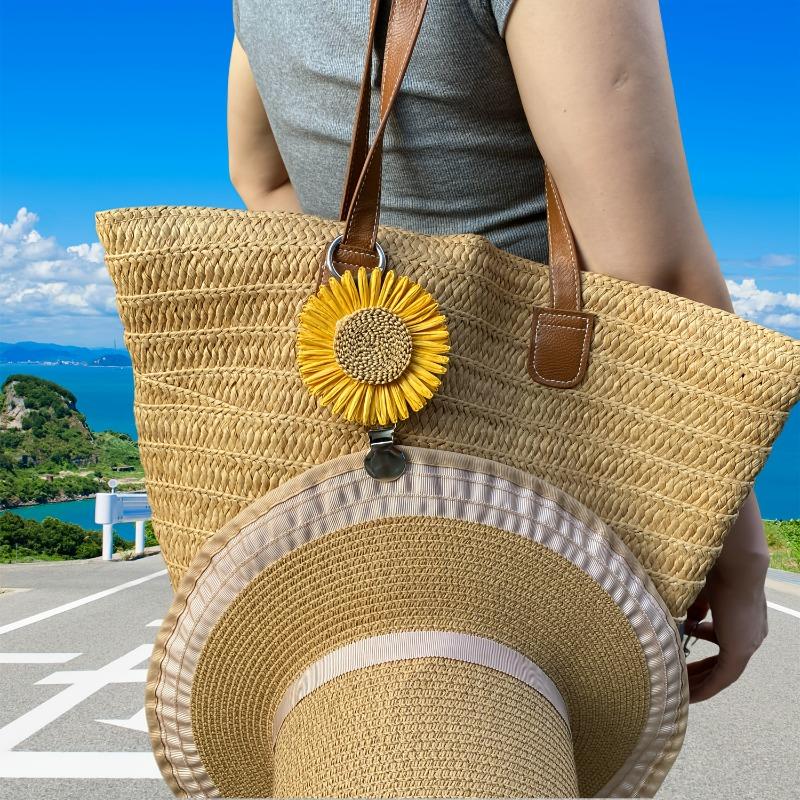 Spring Summer New Lazy Travel Hat Clip Sunflower Bag Clip Outdoor Backpack Luggage Organizer Multi-Purpose Straw Hat Clip