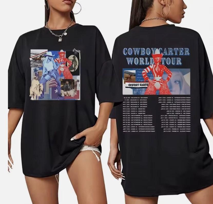 

Beyonce Cowboy Carter World Tour 2025 Album T Shirt Men Women039;s Vintage Hip Hop Unisex T-Shirt M
