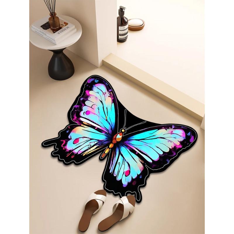 Butterfly Non-slip Floor Mat Bathroom Special-shaped Door Absorbent Foot Mat Quick-drying Toilet Bathroom Entrance Mat Carpet