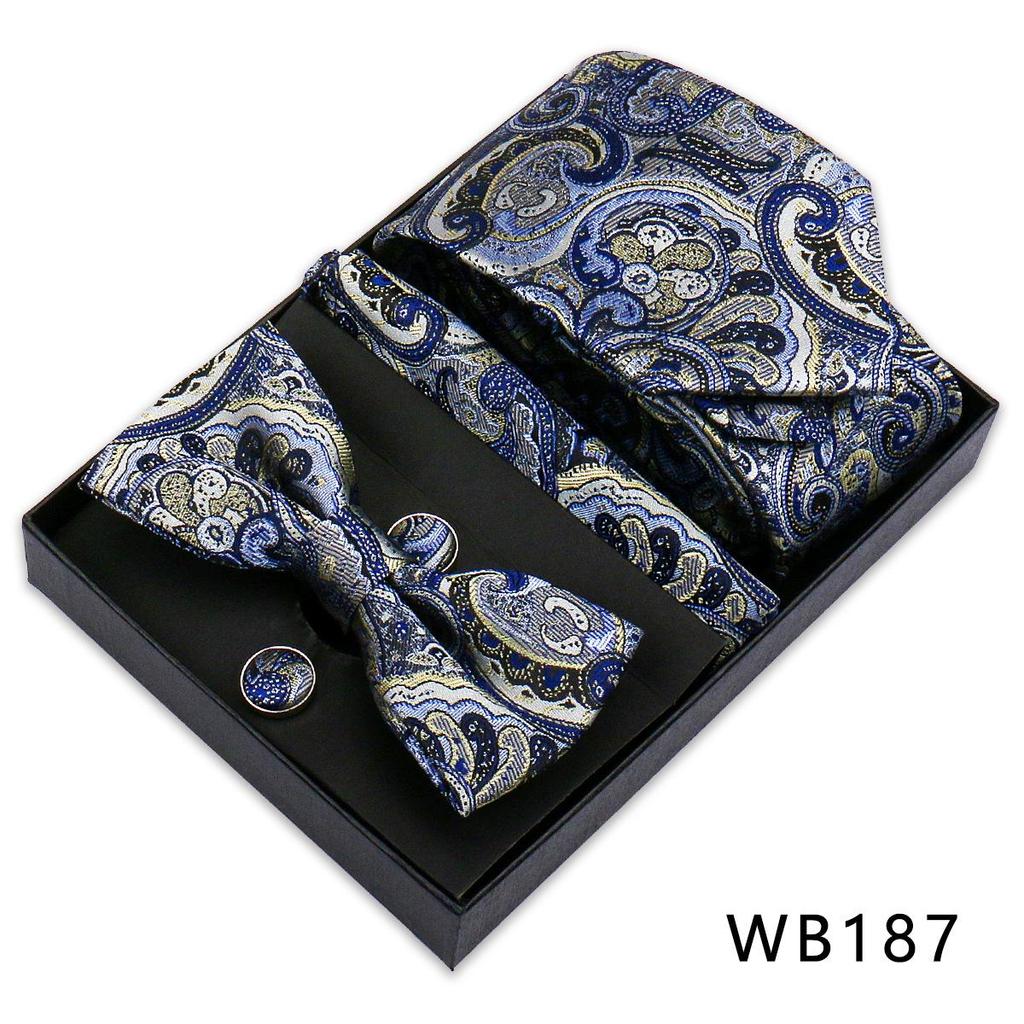 Men's Silk Bow Tie & Pocket Square Gift Set - Business & Wedding