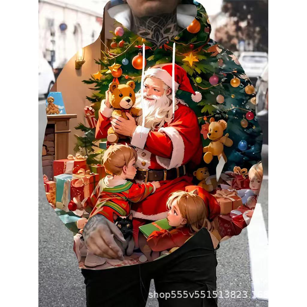 3D Digital Print Christmas Hoodie - Europe & America Style