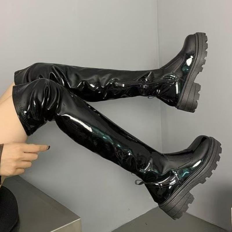 Women Over The Knee Chelsea Boots High Top Chunky Platform Winter Fashion Pumps New Trend Casual Goth Woman Long Botas