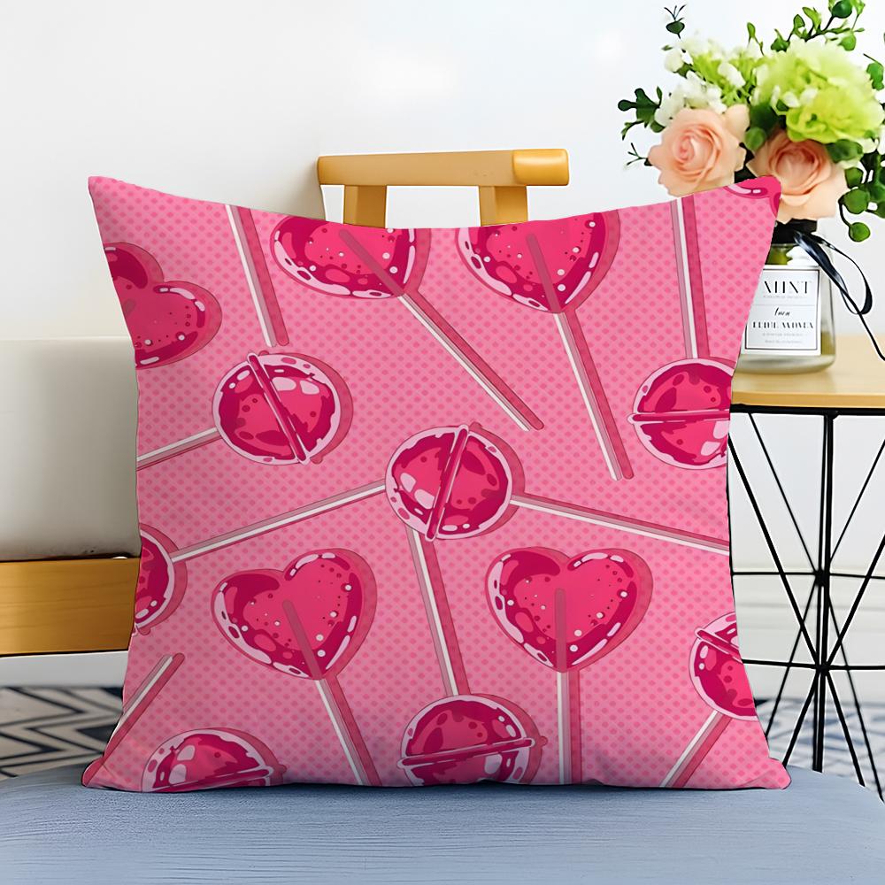 sweet pink candy Cushion Cover Washable Linen comfort Soft for Sofa Bed Cozy Home Room Decor