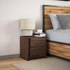 Nightstand with LED Lights Brown Oak Effect Wood Based Material