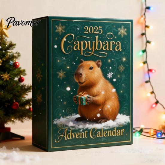 Chilliest Holiday Countdown 2025 Capybara Advent Calendar 24 Days Christmas with Quirky Decor Pcs 2D/3D Ornaments Surprise Gift for Whimsical