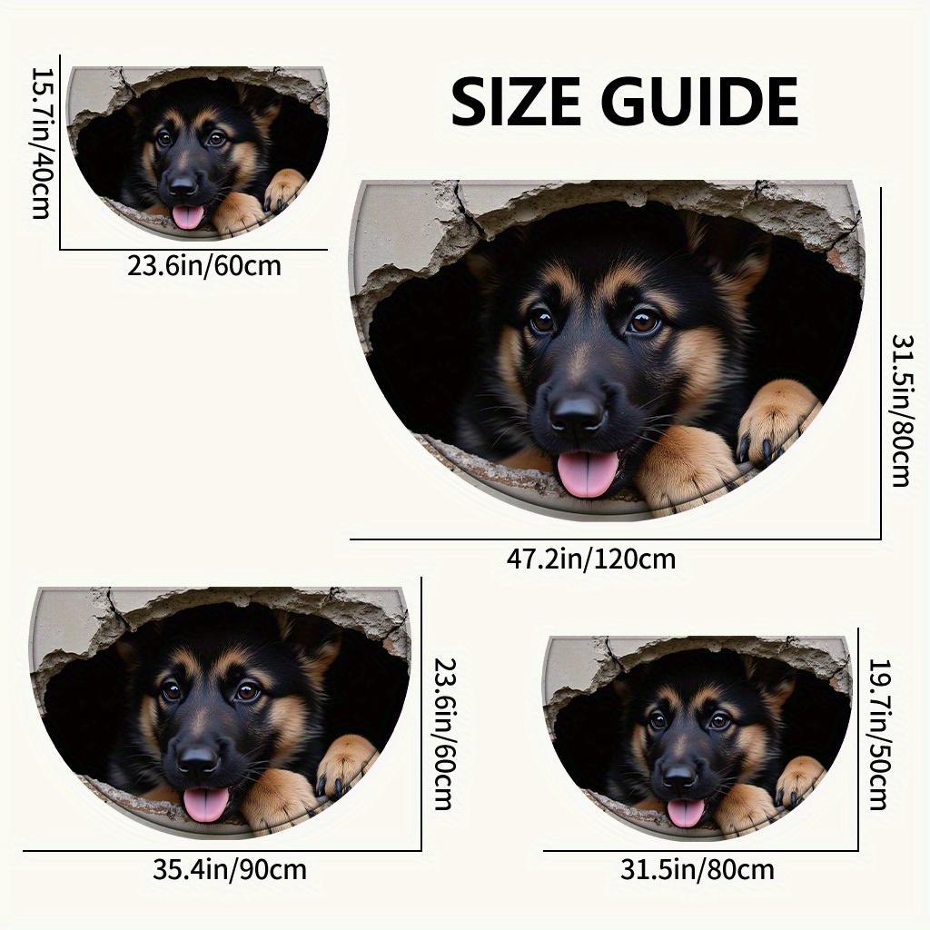 1Pcs German Shepherd Puppy Semi Circle Welcome Doormat Non-Slip for Outdoor Patio Porch Kitchen Bathroom Entryway Floor Mat