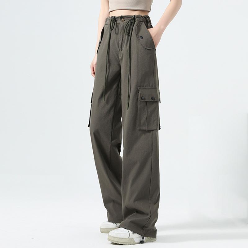 Women's High Waist Cargo Pants Wide Leg Trousers Vintage Casual Pocket Loose Workwear Long Pants For Autumn Winter