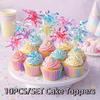 10 pieces Sparkle Foil Firework Cupcake Toppers Fireworks Tassels Cake Plugin  Party Supplies