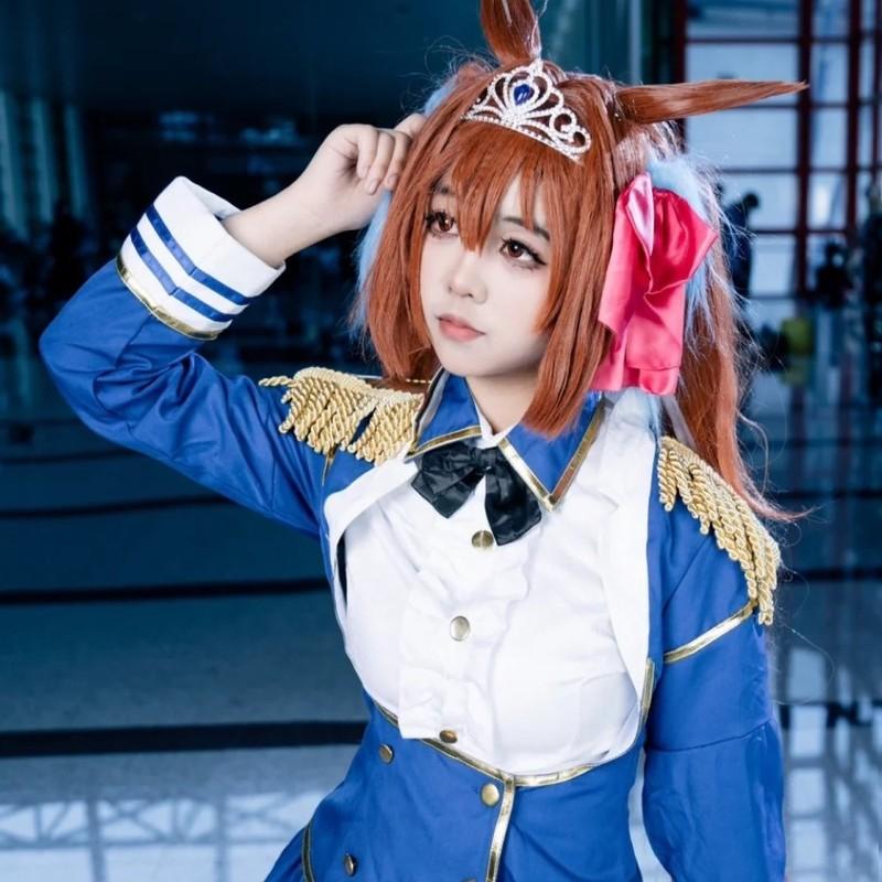 Anime Game Umamusume: Pretty Derby Daiwa Scarlet Cosplay Costume Wig Combat Uniform Skirt Woman Halloween Carnival Party Suit