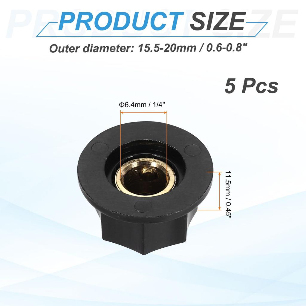 uxcell A B S Copper Potentiometer Knobs Volume Tone Control Top Hat Knobs for Musical Audio Black 5-Pack 1/4" Guitar, Instruments, Mixers, Amplifiers,