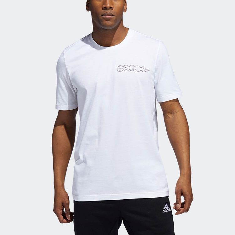 adidas T Shirts Men's White Crew Neck Moderate Straight Fit GU6287